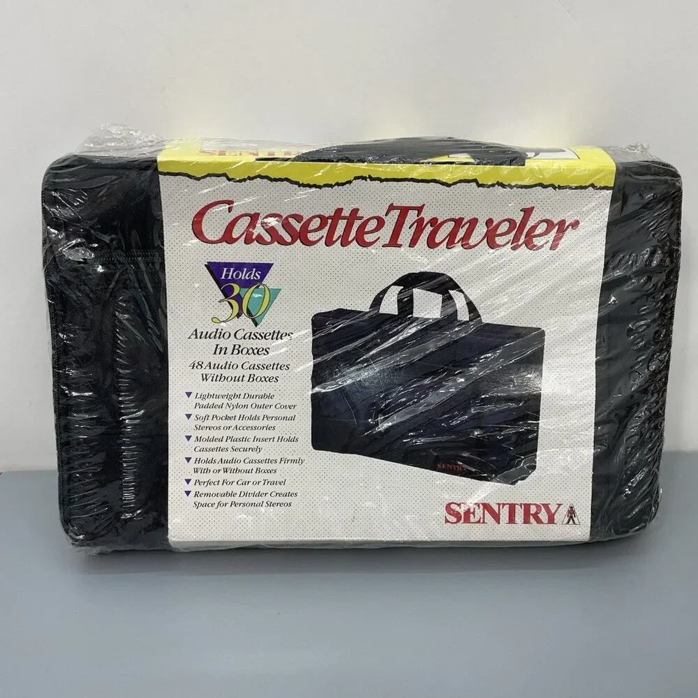 Vintage Sentry Travel Cassette Tape Carrying Storage Case Tote Soft Shell Black - Picture 2 of 5